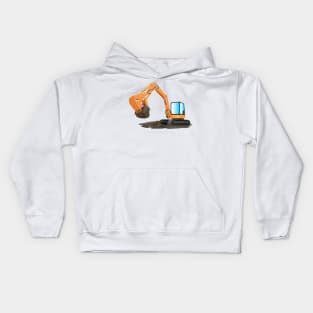 Cute orange excavator digger cartoon Kids Hoodie